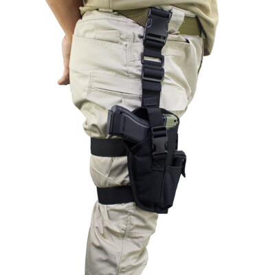 Tactical Adjustable Drop Leg Pistol Holster Right Hand Thigh Gun Holder&Mag Slot