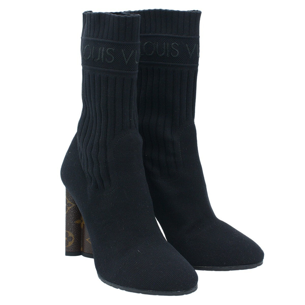 Louis Vuitton Silhouette Knit Short Boots Monogram 36 1/2 Women 