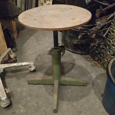 Vintage Industrial Hocker Metall Werkbank höhenverstellbar Holz Sitz Fabrik