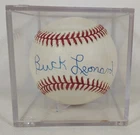 BUCK LEONARD SIGNED ONL NATIONAL LEAGUE BASEBALL & DISPLAY CUBE HALL OF FAMER!