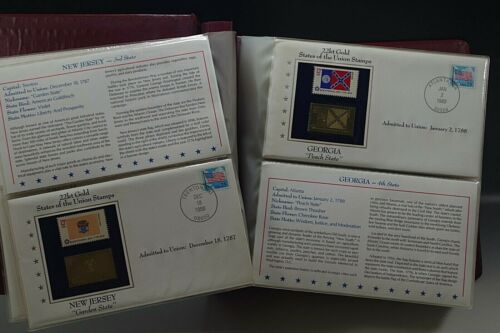 50 GOLDEN REPLICAS OF 1976 UNITED STATES FLAG STAMPS 1st DAY COVER SET 22K GOLD - Picture 3 of 11