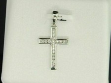 14K White Gold Over 2.00 CT Round Cut Diamond Cross Pendant Jesus Charm Women