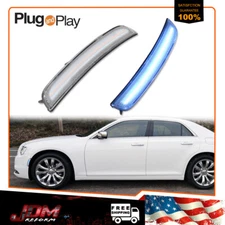 For 2015-2023 Chrysler 300 Clear Lens Ice Blue LED Front Side Marker Lights 2X