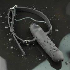 Bondage Silicone Long Double-Ended Mouth Gag Oral Hollow Plug Head Harness BDSM