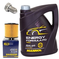 MotoröL Set 5W-40 5 Liter + ÖLfilter SH 4025 P + Schraube FüR Seat Skoda VW 1.4