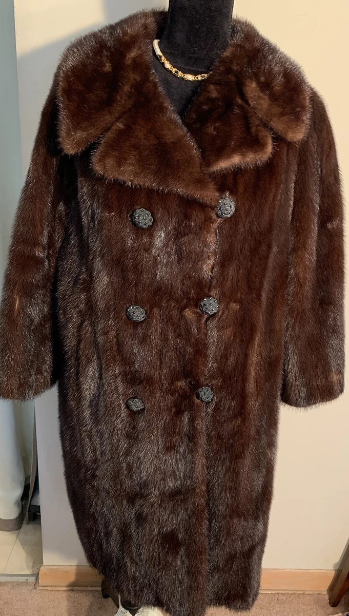 Vintage Long Real Mink Fur coat for women Size 10 M eBay