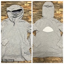 Under Armour Womens XS Funnel Neck Hoodie Hooded Sweatshirt Keyhole Back Gray