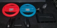 2x Racing Steering Wheel Nintendo Switch Joy-Con Handle Grip & GameCube Adapter 