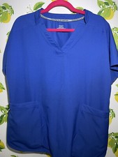 ClimateRight by Cuddl Duds Women  s XL Metro Blue V-Neck Scrub Top