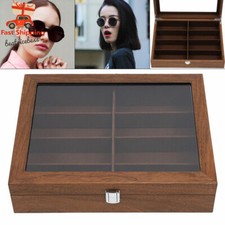 8 Slot Glasses Case Sunglasses Box Display Eyeglasses Storage Organizer Walnut