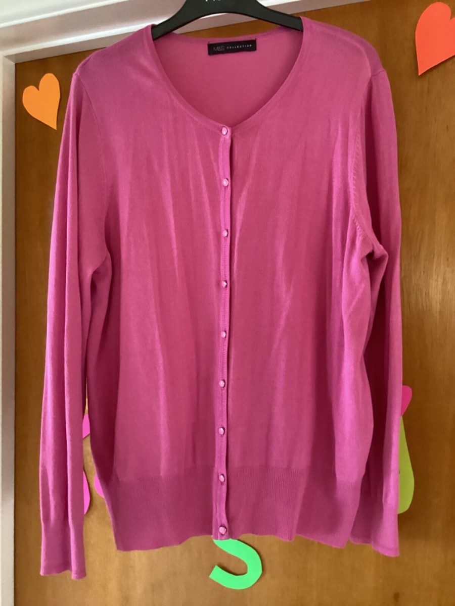 Cardigan - Bright Pink Button Through Cardigan Size 18 by Mu0026amp;S  Collection | eBay