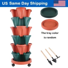 DIY 6 Tier Vertical Stackable Strawberry Planter Pot Herb Garden Flower Veg Pots