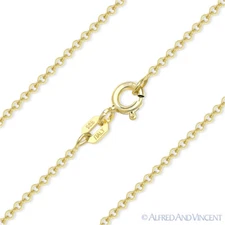1.4mm Rolo Link Cable .925 Sterling Silver 14k Yellow Gold-Plated Chain Necklace