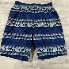 NWT Nike Boys Medium Ticker Tape Volley Swim Trunk Shorts Blue NESSE803-440