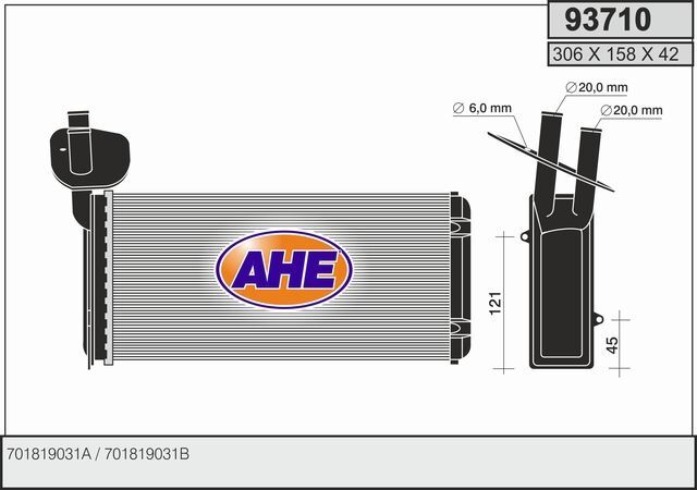 Radiateur de chauffage VW Transporter T4 essence 2.0 et diesel 2.5 TDI