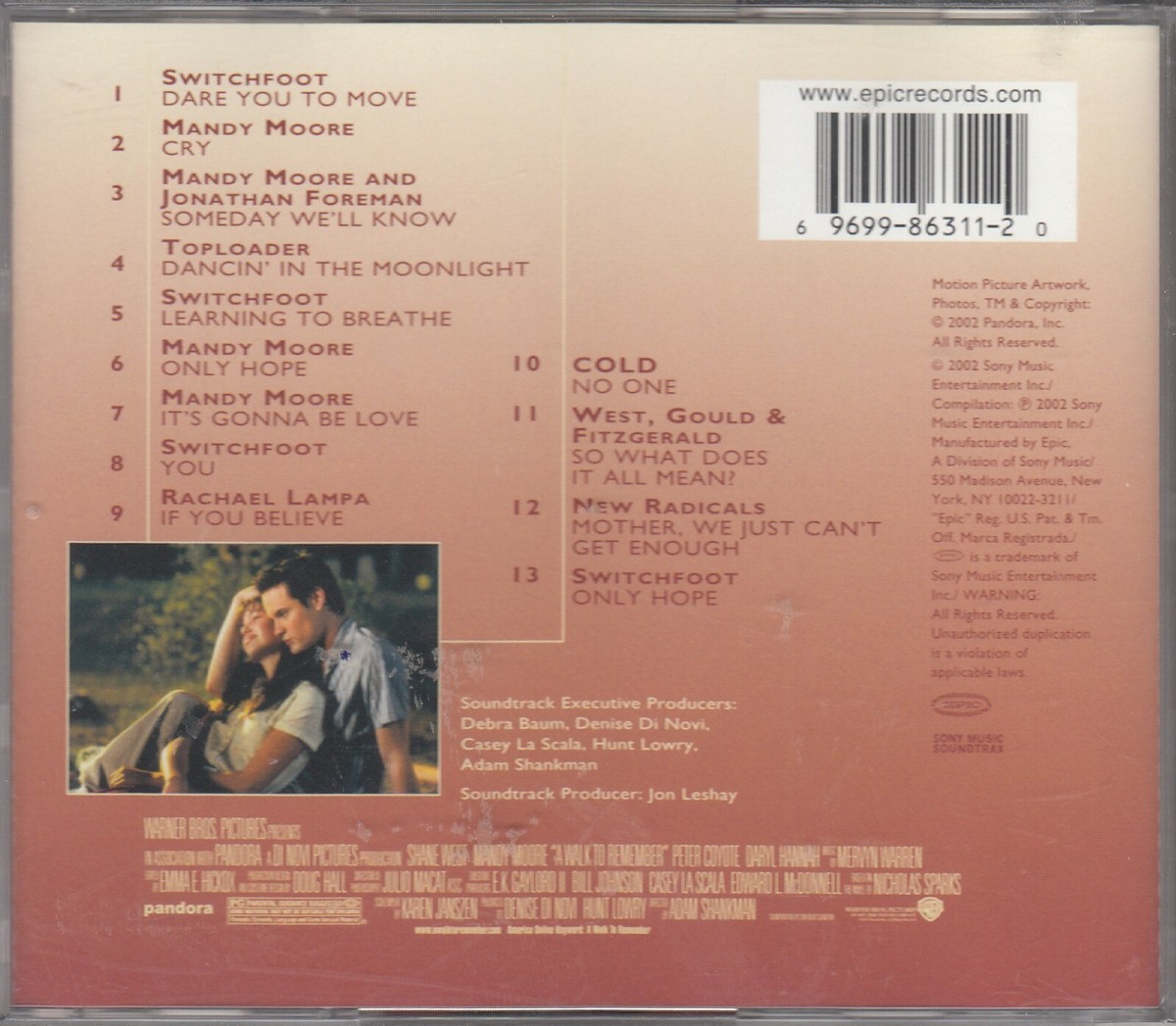 CD - A WALK TO REMEMBER - Movie Soundtrack - Mandy Moore