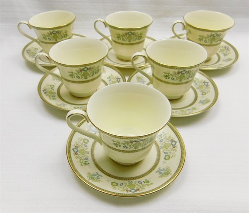 6 Minton HENLEY Floral Gold Encrusted Cup and Saucer Sets - Picture 5 of 17