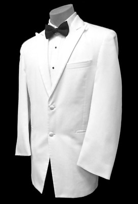 Men's White Chaps Tuxedo Jacket Two Button with Satin Trimmed Peak Lapels 40R