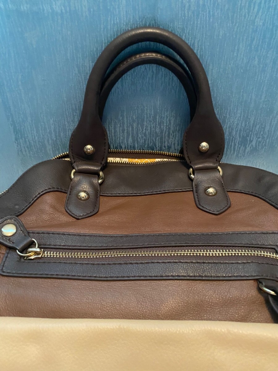Emma Fox Womens Brown Leather Detachable Strap Fold Over Tote