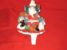 CHRISTMAS STOCKING HOLDER, HANGER - SANTA SURROUNDED BY DOGS - PET STOCKING
