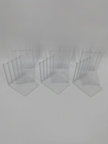 Ikea Bookends Bokis Zig Zag Clear Plastic Pair Hagberg Germany Lot of 3 FRSH - Picture 1 of 7