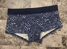 NWT VICTORIA'S SECRET PINK NAVY BLUE STARS LOGO THICK WAISTBAND BOYSHORT PANTIES