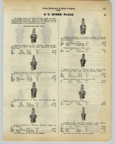 1930 PAPER AD 4 PG AC Spark Plug Plugs Specs Charts Long Life Line Ford Special - Afbeelding 1 van 4