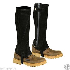 BLACK HALF CHAPS HIGH QUALITY RIBBED SUEDE LEATHER ADULTS  CHILDREN-ALL SIZES