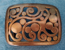 Vintage 70s Handmade Brass Belt Buckle Brutalist Abstract Modernist Hippie Boho