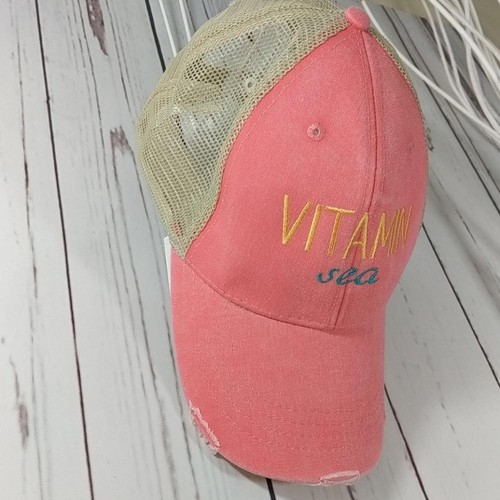 Vitamin Sea Distressed Beachy Boho Mesh Trucker Beach Cap - Picture 3 of 15