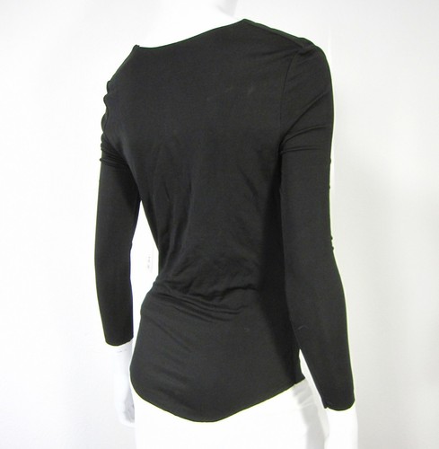 ROI LONG SLEEVE TIE FRONT BLOUSE SIZE S SMALL SOLID BLACK SAMPLE SALE NWT - Picture 8 of 9