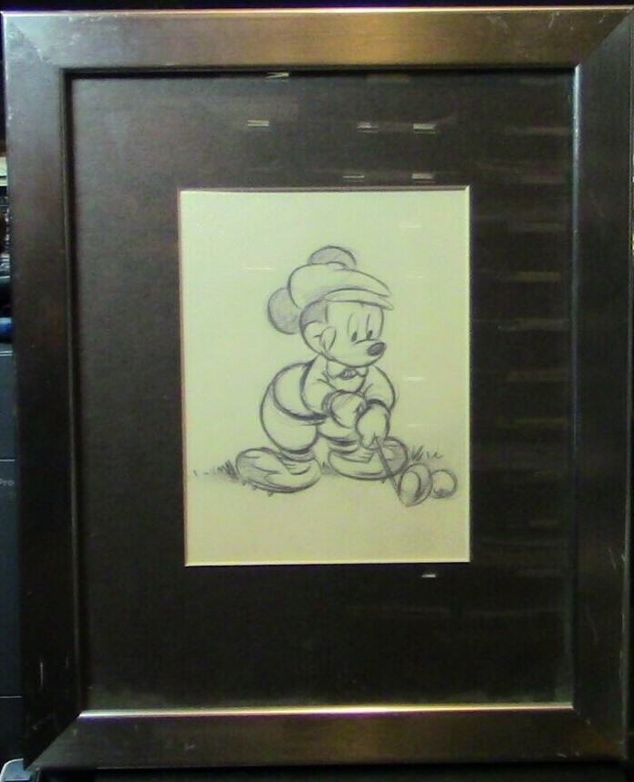 Artist Created (Framed) Pencil Drawing: Micky Mouse Golfing | eBay