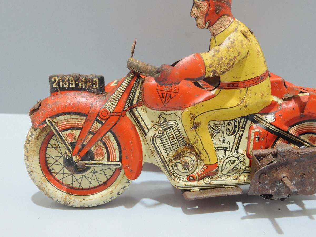 Tôle lithographiée embossée FAVOR Cycles & Motos 1920 - RARE - Collection