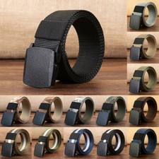 Army Tactical Belt Mens Outdoor Military Canvas Stripe Camouflage Webbing Black