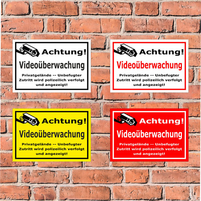 Schild Achtung Videoüberwachung - Privatgelände Grundstück Privat - 4 Größen