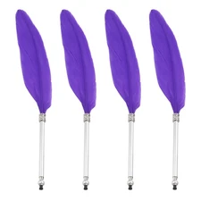 4 Pcs Feather Ballpoint Pen Vintage Quill Ballpoint Pen, Purple