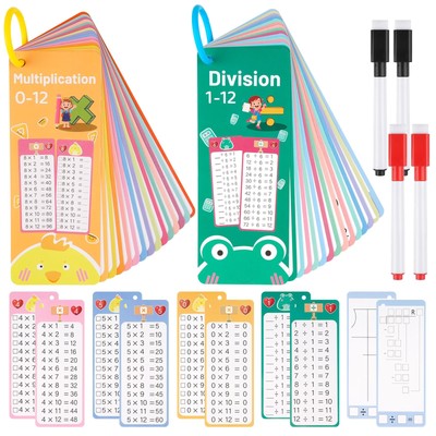 Multiplication and Division Flash Cards 30 Pcs, 0-12 Math Flash Cards with 4 ...