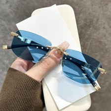 Rimless Tinted Blue Light Blocking Reading Glasses Frameless Sun glasses Readers