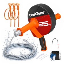 Drain Auger 25 Ft,Plumbing Snake With Drill Adapter,Pipe Clog Remover Orange