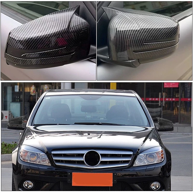 Tapas de fibra de carbono para espejo retrovisor Mercedes~Benz W204 W212 W176 CLA250 Foto 3 de 4