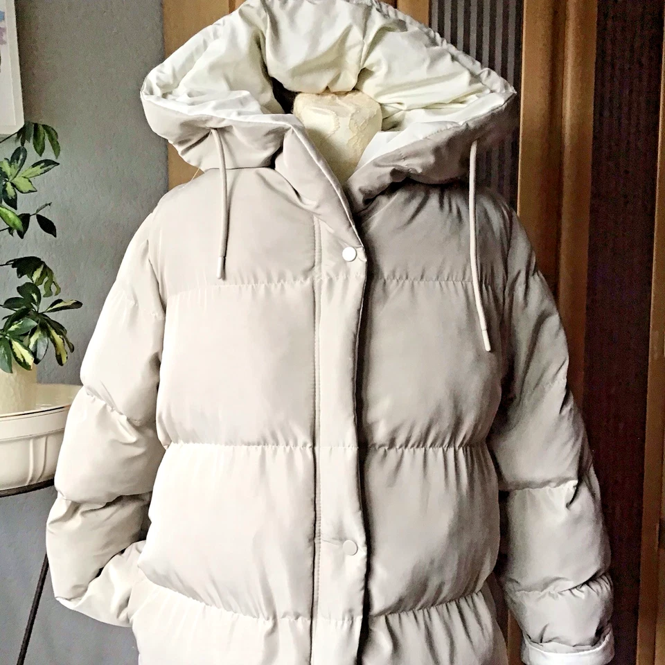 Damen Steppmantel Winterjacke sehr warm Stein  gepflegt wendbar  L 40/42 - Bild 2 von 4