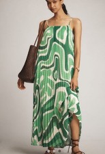 New FARM Rio x Anthropologie Square Neck Pleated A-Line Maxi Dress, Size M