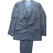Vintage Thomas Studio Brand Hollywood Gray 2 Piece Light Suit Set Plaid Check