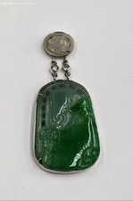 19.25K Tested Gold Marked 18k Asian Style W/ Jade Diamond Accents Pendant