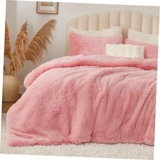Fluffy Comforter Set Twin, Fuzzy Faux Fur Comforter Twin/Twin XL Pink
