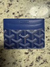 Goyard Men's Blue Leather Card Holder Wallet Saint Sulpice Luxury