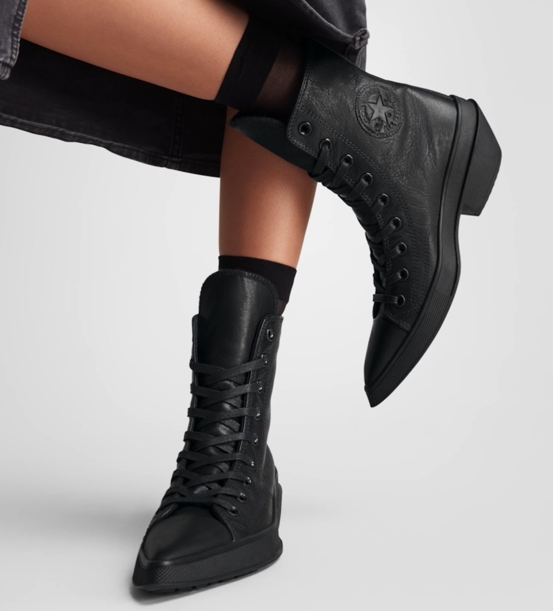 Converse Chuck 70 De Luxe Pointed Leather Boot Shoe-Black/Black | eBay