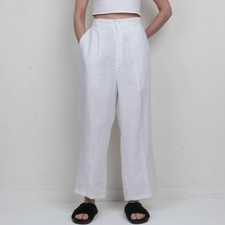 Vintage 100 Linen White Pleated Trouser XL