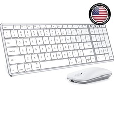 Bluetooth Keyboard  Mouse Combo for Mac - Slim, Rechargeable, 3 Device Connect