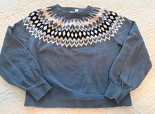 GAP Kids Girls XL 12 Fair Isle Crew Neck Knit Pullover Sweater Blue Multi